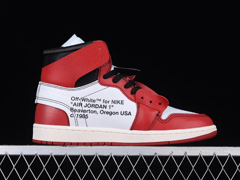 All categories Air Jordan Jordan series basketball shoes Air Jordan 1 High OG version Off White x Air Jordan OW AJ1 Joe 1 joint white and red high-top basketball shoes AA3834-101